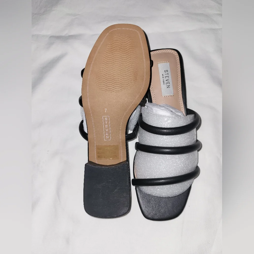 Steven New York  Women's Black and White Strappy Mules - Picture 2 of 2